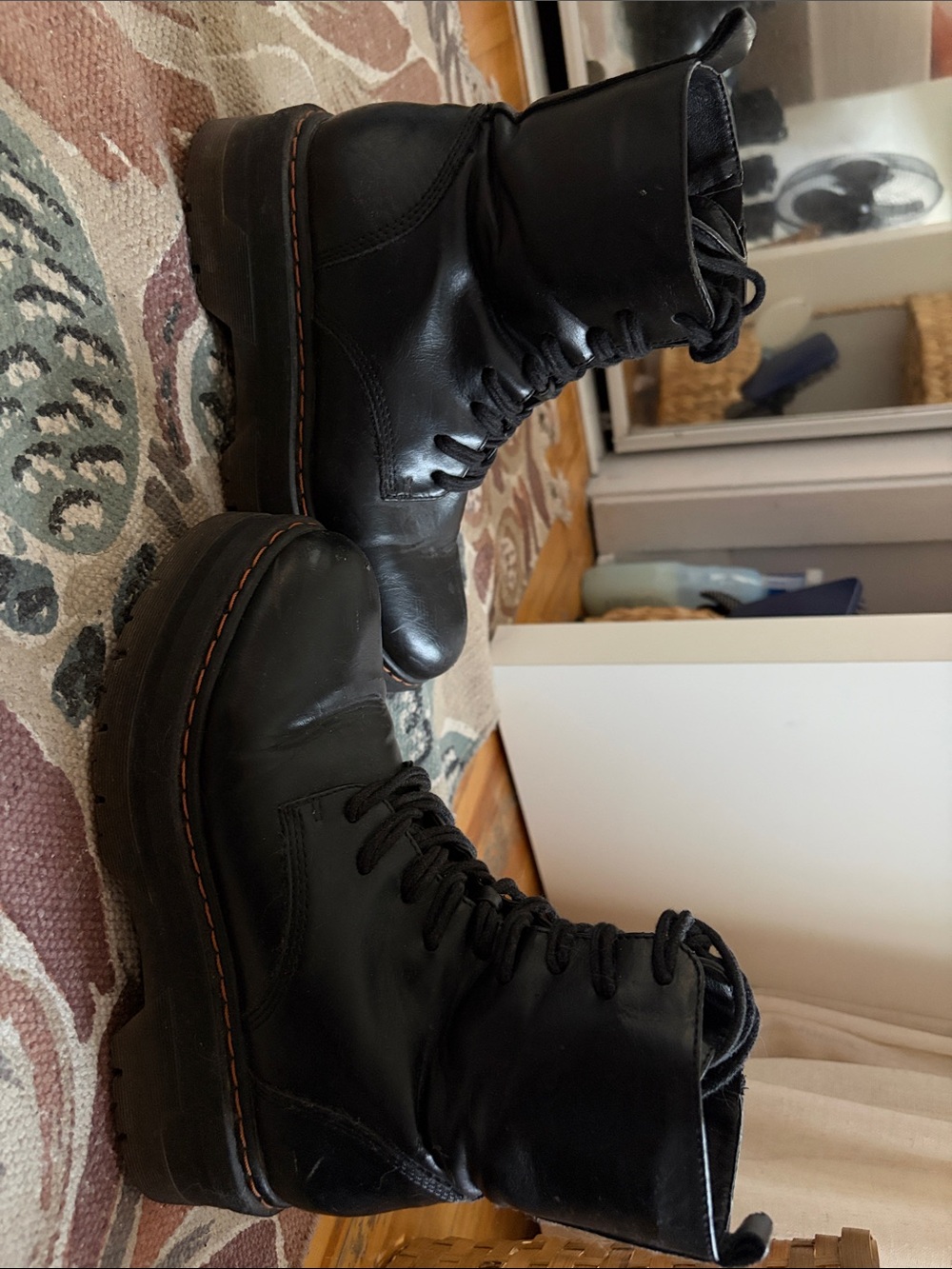 Women's Black Lace-Up Combat Boots - Sturdy Moto Style